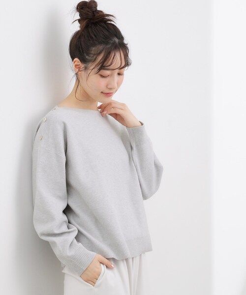 grove(グローブ)の「【おうちで洗える】顔周りすっきり、ボートネックニット(ニット/セーター・レディース・オフホワイト/グレー/レッド系1/ホワイト系7/グリーン系・05/04/03/02/01)」の1枚目の写真