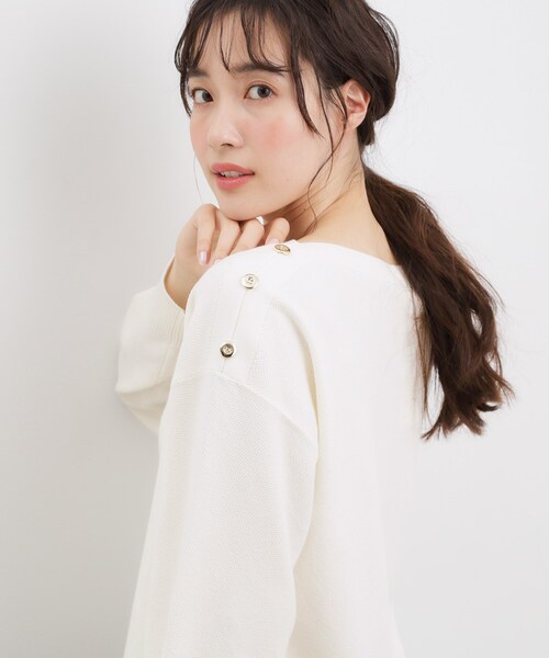 grove(グローブ)の「【おうちで洗える】顔周りすっきり、ボートネックニット(ニット/セーター・レディース・オフホワイト/グレー/レッド系1/ホワイト系7/グリーン系・05/04/03/02/01)」の11枚目の写真
