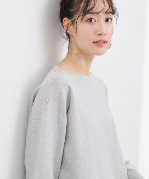 grove(グローブ)の「【おうちで洗える】顔周りすっきり、ボートネックニット(ニット/セーター・レディース・オフホワイト/グレー/レッド系1/ホワイト系7/グリーン系・05/04/03/02/01)」の15枚目の写真