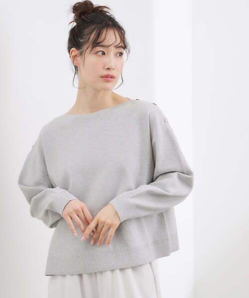 grove(グローブ)の「【おうちで洗える】顔周りすっきり、ボートネックニット(ニット/セーター・レディース・オフホワイト/グレー/レッド系1/ホワイト系7/グリーン系・05/04/03/02/01)」の16枚目の写真