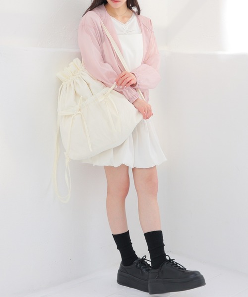 Honeys（ハニーズ）の「リボン付ナップサック（バックパック/リュック・レディース・ホワイト系その他/ピンク/サックスブルー/ブラック/ブラック系その他・FREE）」の6枚目の写真