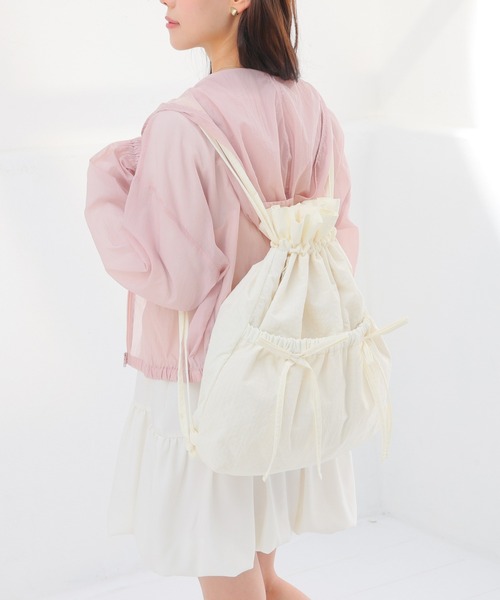 Honeys（ハニーズ）の「リボン付ナップサック（バックパック/リュック・レディース・ホワイト系その他/ピンク/サックスブルー/ブラック/ブラック系その他・FREE）」の10枚目の写真