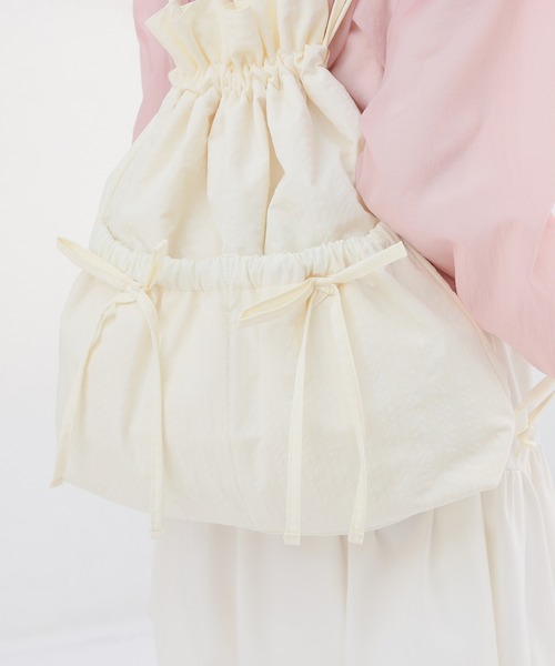 Honeys（ハニーズ）の「リボン付ナップサック（バックパック/リュック・レディース・ホワイト系その他/ピンク/サックスブルー/ブラック/ブラック系その他・FREE）」の11枚目の写真