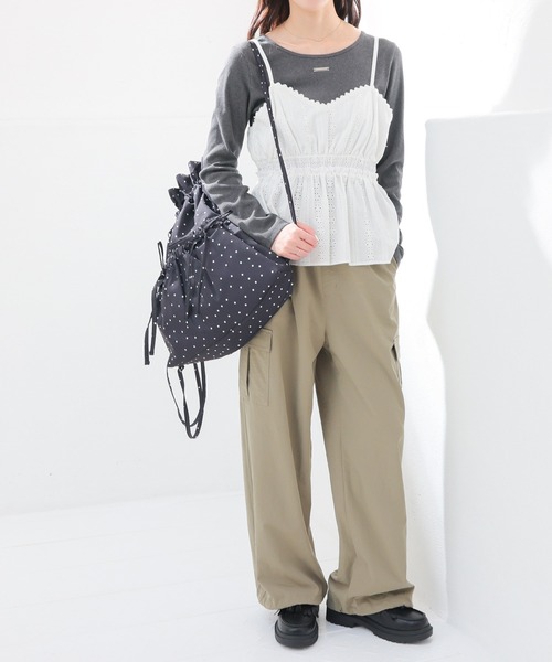 Honeys（ハニーズ）の「リボン付ナップサック（バックパック/リュック・レディース・ホワイト系その他/ピンク/サックスブルー/ブラック/ブラック系その他・FREE）」の13枚目の写真