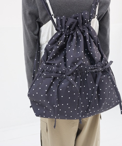 Honeys（ハニーズ）の「リボン付ナップサック（バックパック/リュック・レディース・ホワイト系その他/ピンク/サックスブルー/ブラック/ブラック系その他・FREE）」の18枚目の写真