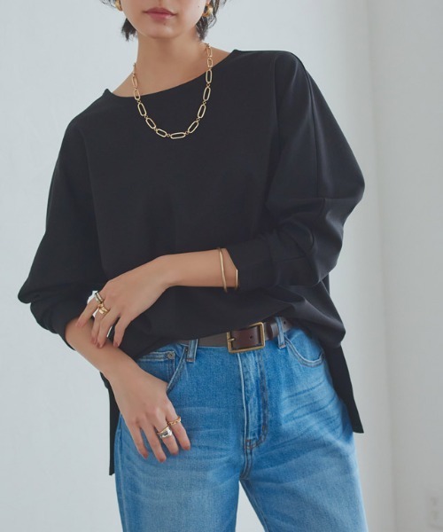 RASW（ラス）の「[RASW]2wayハイストレッチ多機能ドルマントップス（Tシャツ/カットソー・レディース・オフホワイト/ブラック・M/L）」の8枚目の写真