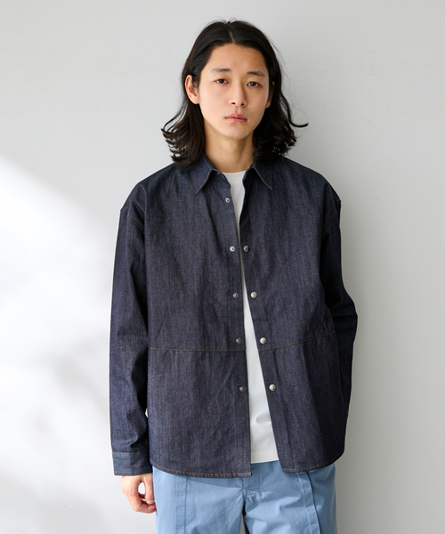 B.C STOCK（ベーセーストック）の「8 oz デニム スナップシャツジャケット（シャツ/ブラウス・メンズ・ブラック/ネイビー・LARGE/MEDIUM）」の2枚目の写真