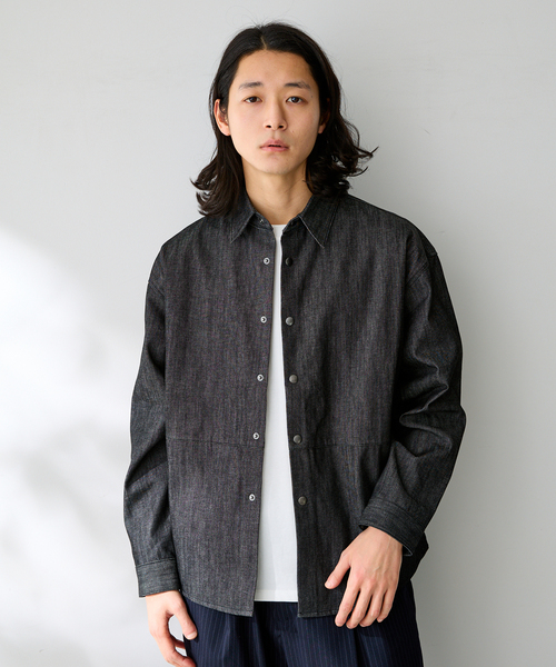 B.C STOCK（ベーセーストック）の「8 oz デニム スナップシャツジャケット（シャツ/ブラウス・メンズ・ブラック/ネイビー・LARGE/MEDIUM）」の3枚目の写真