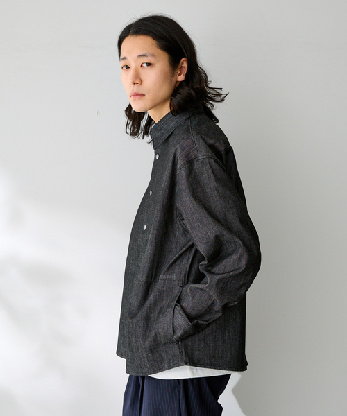 B.C STOCK（ベーセーストック）の「8 oz デニム スナップシャツジャケット（シャツ/ブラウス・メンズ・ブラック/ネイビー・LARGE/MEDIUM）」の4枚目の写真