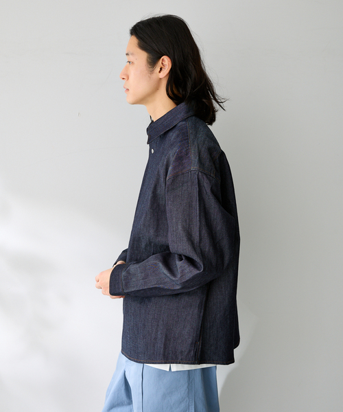 B.C STOCK（ベーセーストック）の「8 oz デニム スナップシャツジャケット（シャツ/ブラウス・メンズ・ブラック/ネイビー・LARGE/MEDIUM）」の9枚目の写真