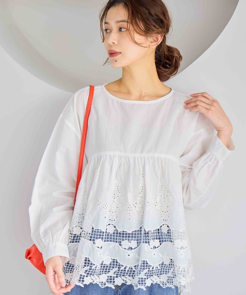 studio CLIP(スタディオクリップ)の「裾刺繍レースヘムブラウス(シャツ/ブラウス・レディース・ブラック/オフホワイト・FREE)」の22枚目の写真