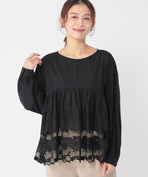 studio CLIP(スタディオクリップ)の「裾刺繍レースヘムブラウス(シャツ/ブラウス・レディース・ブラック/オフホワイト・FREE)」の8枚目の写真