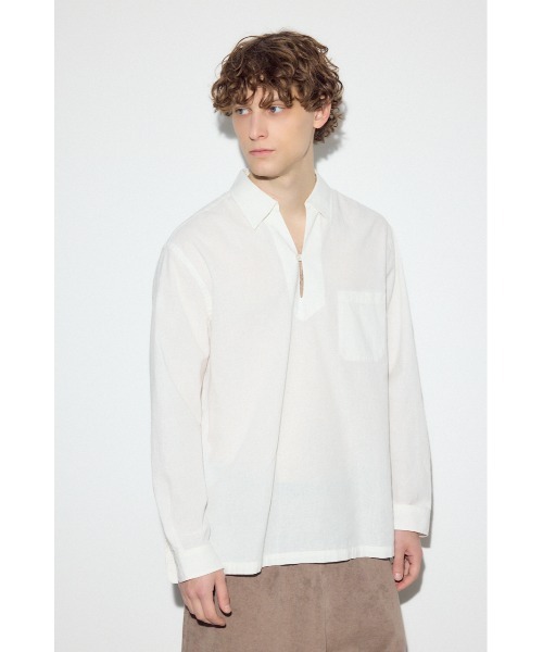 AZUL by moussy(アズールバイマウジー)の「フレンチリネンCOOLMAXスキッパーシャツ(シャツ/ブラウス・メンズ・ブラック/カーキ/ホワイト・MEDIUM/LARGE)」の6枚目の写真