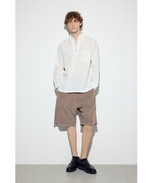 AZUL by moussy(アズールバイマウジー)の「フレンチリネンCOOLMAXスキッパーシャツ(シャツ/ブラウス・メンズ・ブラック/カーキ/ホワイト・MEDIUM/LARGE)」の9枚目の写真