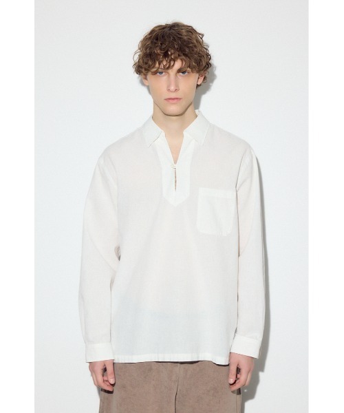 AZUL by moussy(アズールバイマウジー)の「フレンチリネンCOOLMAXスキッパーシャツ(シャツ/ブラウス・メンズ・ブラック/カーキ/ホワイト・MEDIUM/LARGE)」の10枚目の写真