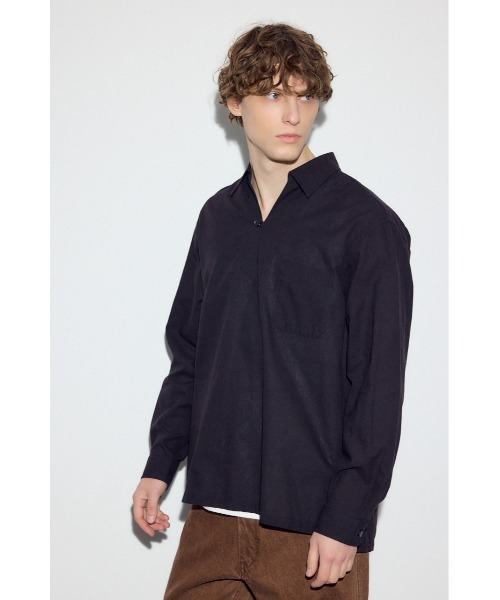 AZUL by moussy(アズールバイマウジー)の「フレンチリネンCOOLMAXスキッパーシャツ(シャツ/ブラウス・メンズ・ブラック/カーキ/ホワイト・MEDIUM/LARGE)」の17枚目の写真