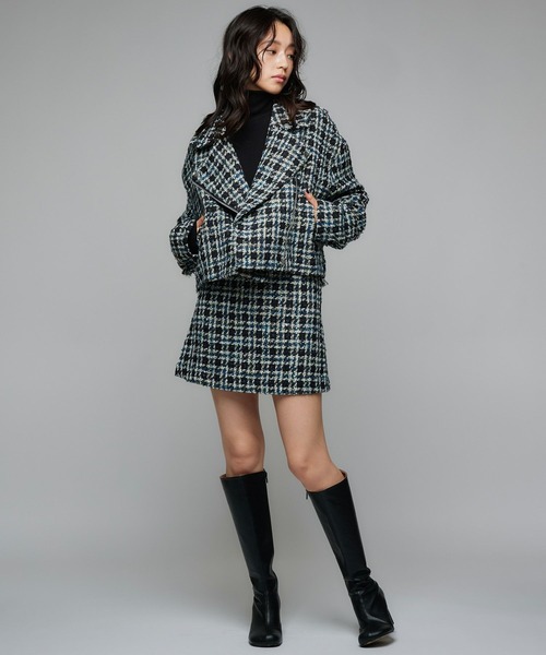 Narcissus(ナルシス)の「【Narcissus/PICCIN】ツイードライダースジャケット(ライダースジャケット・レディース・ブルー・FREE)」の2枚目の写真