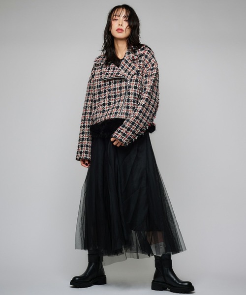 Narcissus(ナルシス)の「【Narcissus/PICCIN】ツイードライダースジャケット(ライダースジャケット・レディース・ブルー・FREE)」の5枚目の写真