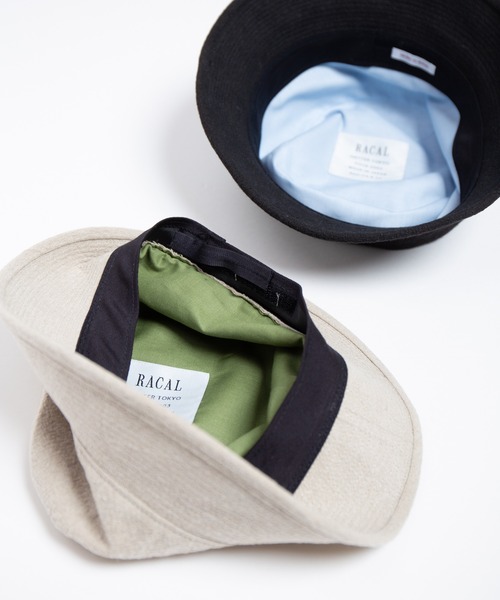 RACAL（ラカル）の「Washable Linen Canvas Bucket Hat / ウォッシャブルリネンキャンバスバケットハット（ハット・メンズ・ベージュ/ブラック・MEDIUM/LARGE）」の4枚目の写真