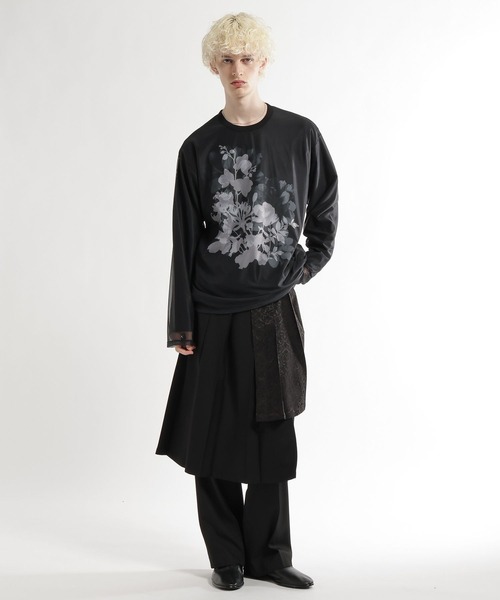 HARE（ハレ）の「シアーレイヤードプリントカット(HARE)（Tシャツ/カットソー・メンズ・グレー/ブラック・FREE）」の4枚目の写真