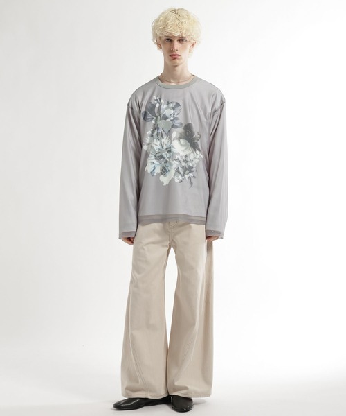 HARE（ハレ）の「シアーレイヤードプリントカット(HARE)（Tシャツ/カットソー・メンズ・グレー/ブラック・FREE）」の5枚目の写真