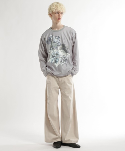 HARE（ハレ）の「シアーレイヤードプリントカット(HARE)（Tシャツ/カットソー・メンズ・グレー/ブラック・FREE）」の6枚目の写真