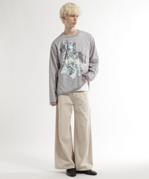 HARE（ハレ）の「シアーレイヤードプリントカット(HARE)（Tシャツ/カットソー・メンズ・グレー/ブラック・FREE）」の7枚目の写真