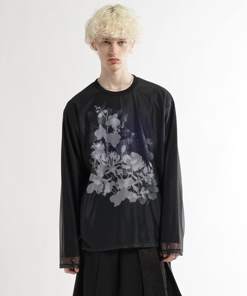 HARE（ハレ）の「シアーレイヤードプリントカット(HARE)（Tシャツ/カットソー・メンズ・グレー/ブラック・FREE）」の9枚目の写真