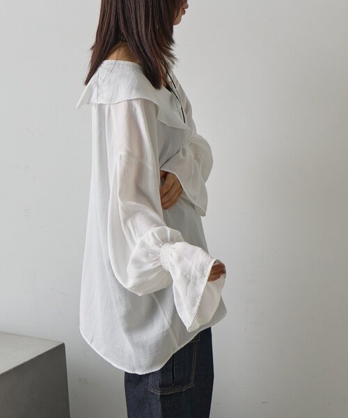 goocy（グーシー）の「フリルブラウス（シャツ/ブラウス・レディース・ブラック/ホワイト・FREE）」の4枚目の写真