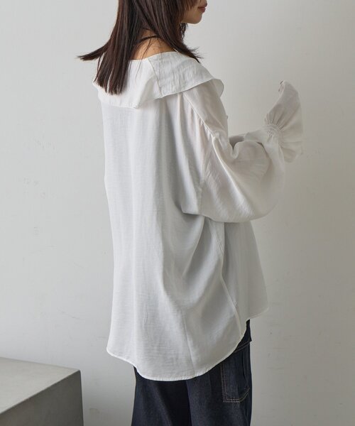 goocy（グーシー）の「フリルブラウス（シャツ/ブラウス・レディース・ブラック/ホワイト・FREE）」の5枚目の写真