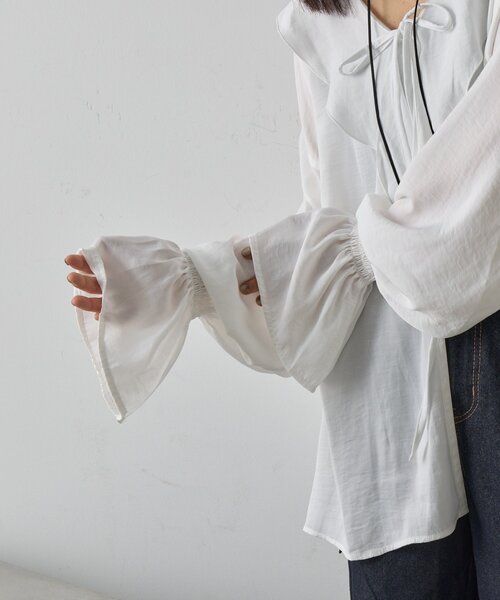 goocy（グーシー）の「フリルブラウス（シャツ/ブラウス・レディース・ブラック/ホワイト・FREE）」の7枚目の写真