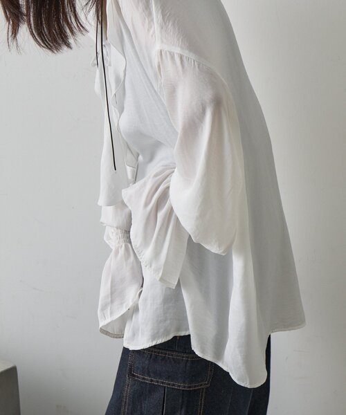 goocy（グーシー）の「フリルブラウス（シャツ/ブラウス・レディース・ブラック/ホワイト・FREE）」の8枚目の写真