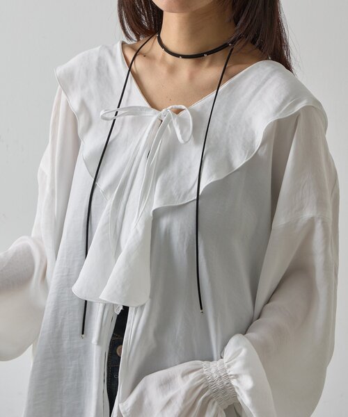 goocy（グーシー）の「フリルブラウス（シャツ/ブラウス・レディース・ブラック/ホワイト・FREE）」の9枚目の写真