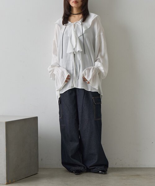 goocy（グーシー）の「フリルブラウス（シャツ/ブラウス・レディース・ブラック/ホワイト・FREE）」の10枚目の写真