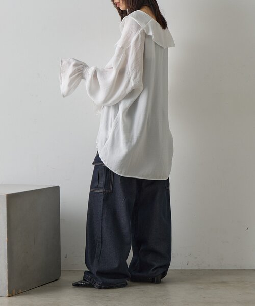 goocy（グーシー）の「フリルブラウス（シャツ/ブラウス・レディース・ブラック/ホワイト・FREE）」の11枚目の写真