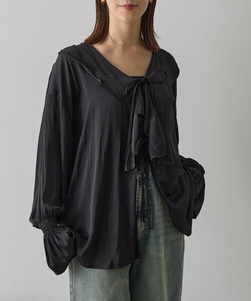 goocy（グーシー）の「フリルブラウス（シャツ/ブラウス・レディース・ブラック/ホワイト・FREE）」の12枚目の写真