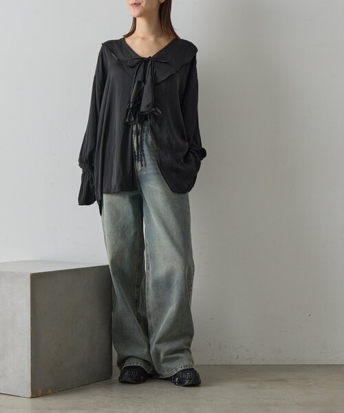 goocy（グーシー）の「フリルブラウス（シャツ/ブラウス・レディース・ブラック/ホワイト・FREE）」の14枚目の写真