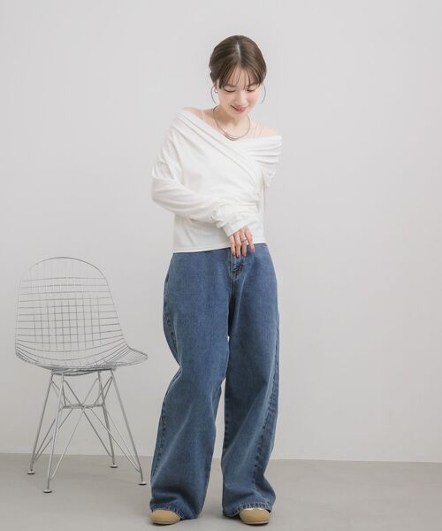 RETRO GIRL(レトロガール)の「ドレープデザインCT(Tシャツ/カットソー・レディース・チャコールグレー/ナチュラル/ピンク・FREE)」の8枚目の写真