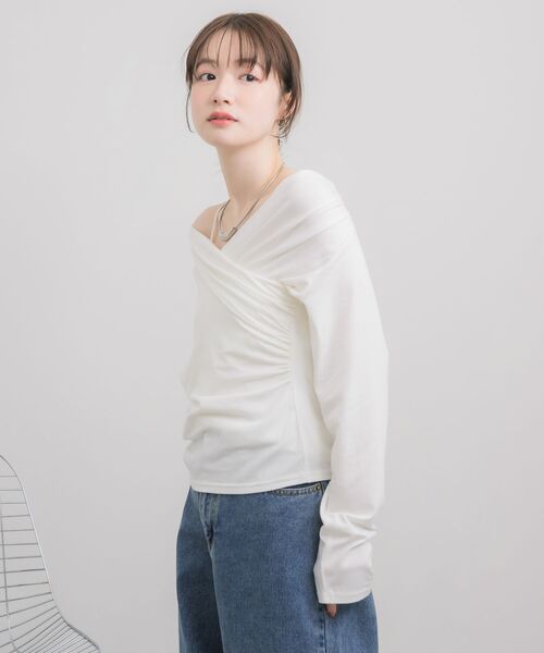 RETRO GIRL(レトロガール)の「ドレープデザインCT(Tシャツ/カットソー・レディース・チャコールグレー/ナチュラル/ピンク・FREE)」の13枚目の写真