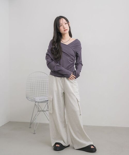 RETRO GIRL(レトロガール)の「ドレープデザインCT(Tシャツ/カットソー・レディース・チャコールグレー/ナチュラル/ピンク・FREE)」の15枚目の写真