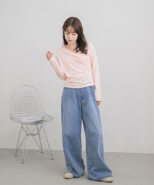 RETRO GIRL(レトロガール)の「ドレープデザインCT(Tシャツ/カットソー・レディース・チャコールグレー/ナチュラル/ピンク・FREE)」の22枚目の写真