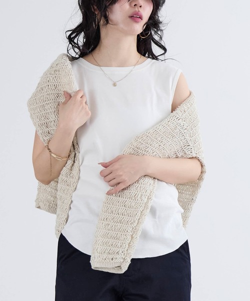 HANES（ヘインズ）の「【Hanes】スリーブレスTシャツ（Tシャツ/カットソー・レディース・オフホワイト/ブラック・FREE）」の3枚目の写真