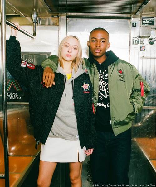 Alpha Industries（アルファインダストリーズ）の「Alpha Industries/アルファインダストリーズ/Keith Haring X Alpha MA-1 ALL REVERSIBLE/ キース へリング エムエーワン オール リバーシブル（MA-1・メンズ・セージグリーン・SMALL/MEDIUM/LARGE/X-LARGE）」の2枚目の写真