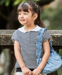 BeBe（ベベ）の「セーラーカラーリブボーダーTシャツ(90~160cm)（Tシャツ/カットソー）」