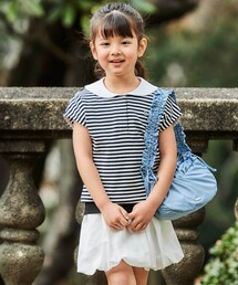 BeBe（ベベ）の「セーラーカラーリブボーダーTシャツ(90~160cm)（Tシャツ/カットソー）」