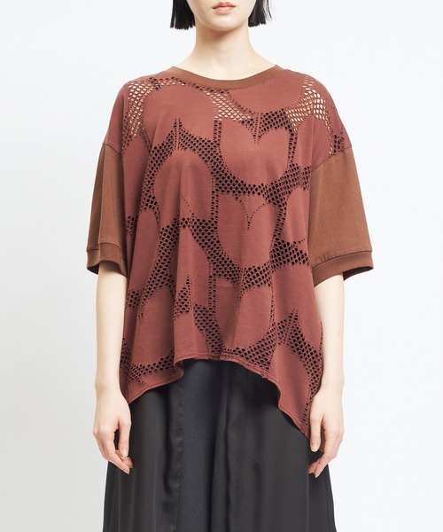 gomme(ゴム)の「バルーンメッシュT(Tシャツ/カットソー・レディース・ブラック/ブラウン/ホワイト・MEDIUM)」の13枚目の写真