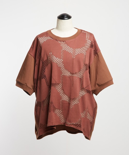 gomme(ゴム)の「バルーンメッシュT(Tシャツ/カットソー・レディース・ブラック/ブラウン/ホワイト・MEDIUM)」の16枚目の写真