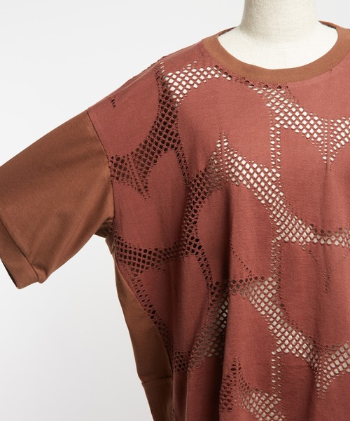 gomme(ゴム)の「バルーンメッシュT(Tシャツ/カットソー・レディース・ブラック/ブラウン/ホワイト・MEDIUM)」の19枚目の写真