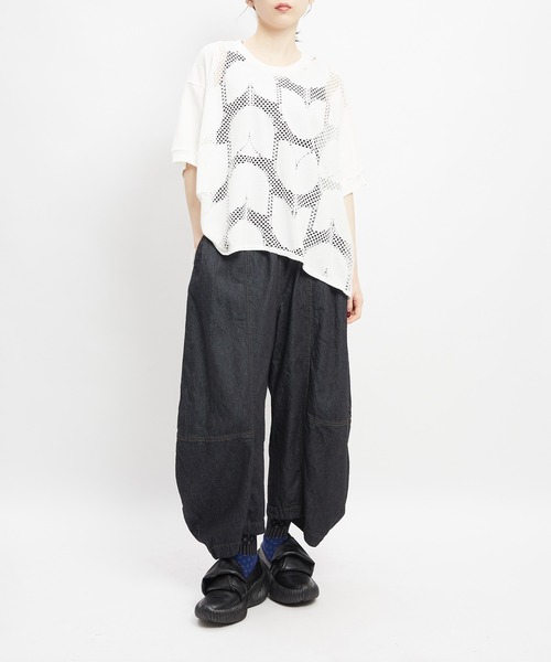 gomme(ゴム)の「バルーンメッシュT(Tシャツ/カットソー・レディース・ブラック/ブラウン/ホワイト・MEDIUM)」の7枚目の写真