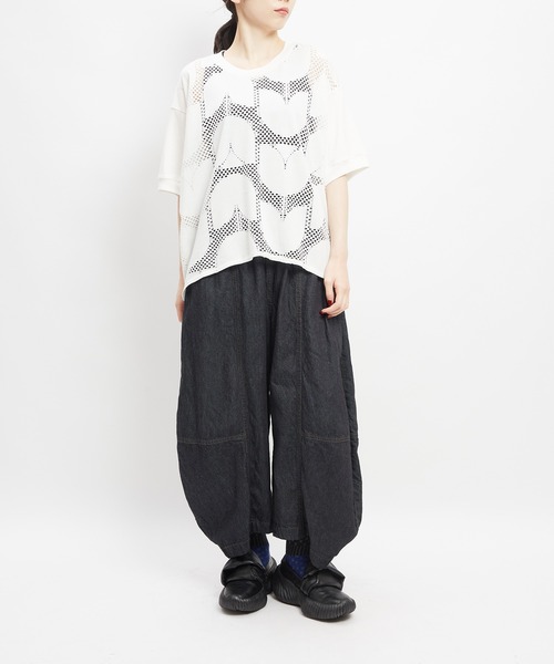 gomme(ゴム)の「バルーンメッシュT(Tシャツ/カットソー・レディース・ブラック/ブラウン/ホワイト・MEDIUM)」の8枚目の写真